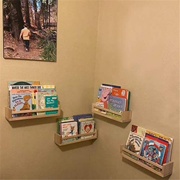 Floating Shelves for Wall, Burlywood Nursery Book Shelves, 15.7 inch (4 Pack) - Picture 3 of 7